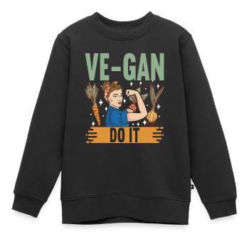 Végétarien végétalien - Sweat Premium enfant bio - noir - Devant - AI Model Kid Female (0cm)