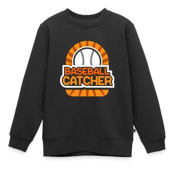 Receveur de baseball Joueur de baseball Hobby - Sweat Premium enfant bio - noir - Devant - AI Model Kid Female (0cm)
