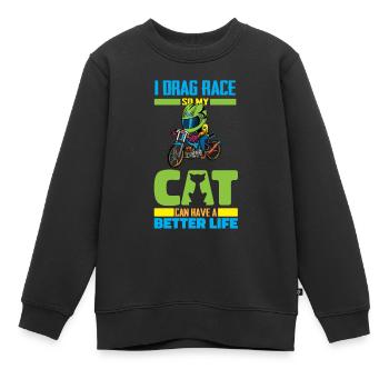 Dragster Drag Race Cat - Sweat Premium enfant bio - noir - Devant - AI Model Kid Female (0cm)