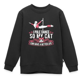 Chat de Pole Dancing - Sweat Premium enfant bio - noir - Devant - AI Model Kid Female (0cm)