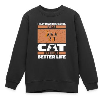 Chat d’orchestre - Sweat Premium enfant bio - noir - Devant - AI Model Kid Female (0cm)