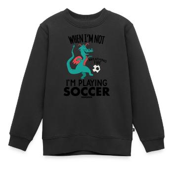 Fußball Drache Fussballverein Fussball - Kinder Premium Organic Sweatshirt - Schwarz - Vorne - AI Model Kid Female (0cm)