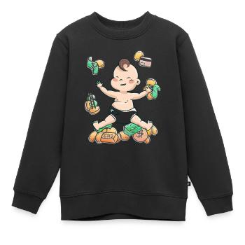 reiches Baby - Kinder Premium Organic Sweatshirt - Schwarz - Vorne - AI Model Kid Female (0cm)