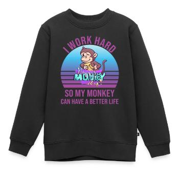 arbeiten Affe Büro Äffchen Spruch - Kinder Premium Organic Sweatshirt - Schwarz - Vorne - AI Model Kid Female (0cm)
