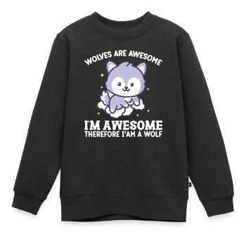 Ich bin großartig, also bin ich ein Wolf - Kinder Premium Organic Sweatshirt - Schwarz - Vorne - AI Model Kid Female (0cm)