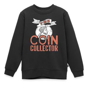 The COIN Collector Retro Funny Coin Collection - Kinder Premium Organic Sweatshirt - Schwarz - Vorne - AI Model Kid Female (0cm)