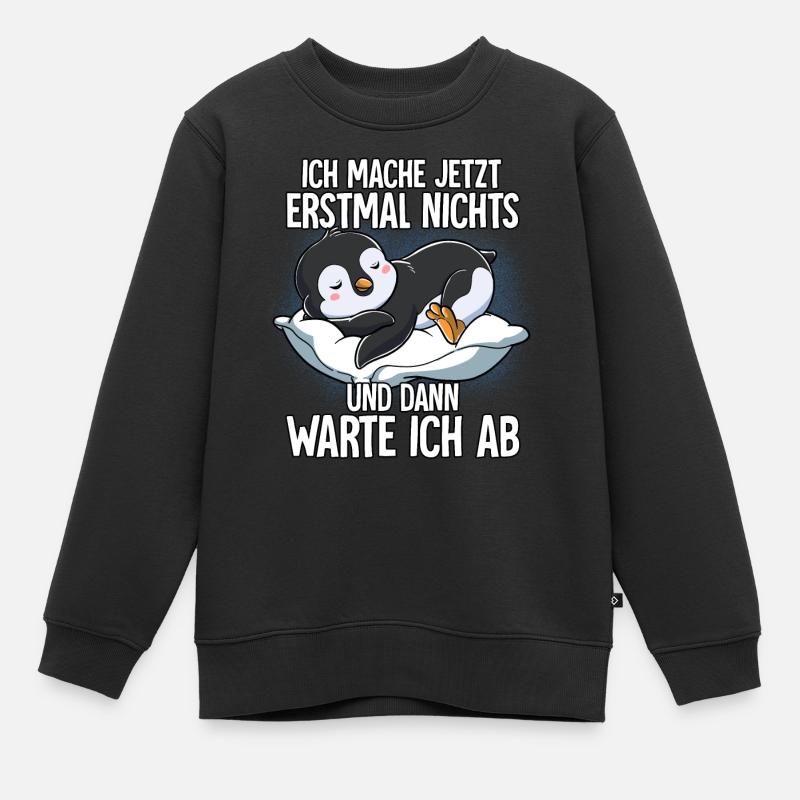 Langschläfer Pinguin Müde Schlaf - Kinder Premium Organic Sweatshirt - Schwarz