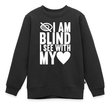 Déficience visuelle aveugle - Sweat Premium enfant bio - noir - Devant - AI Model Kid Female (0cm)