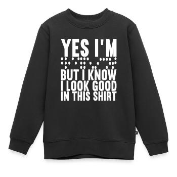 Déficience visuelle aveugle - Sweat Premium enfant bio - noir - Devant - AI Model Kid Female (0cm)