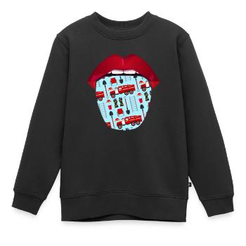 Feuerwehrmann Zunge - Kinder Premium Organic Sweatshirt - Schwarz - Vorne - AI Model Kid Female (0cm)