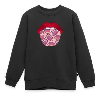 Langue de football américain - Sweat Premium enfant bio - noir - Devant - AI Model Kid Female (0cm)