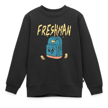 Freshman Retro Vintage School Life Freshman - Sweat Premium enfant bio - noir - Devant - AI Model Kid Female (0cm)