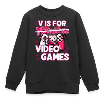 Valentinstag gaming funny design - Kinder Premium Organic Sweatshirt - Schwarz - Vorne - AI Model Kid Female (0cm)