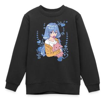 J’adore les mangas et le cosplay pour les filles - Sweat Premium enfant bio - noir - Devant - AI Model Kid Female (0cm)