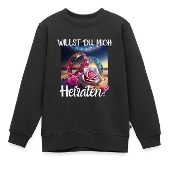 Heiratsantrag für Hochzeit oder Verlobung - - Kinder Premium Organic Sweatshirt - Schwarz - Vorne - AI Model Kid Female (0cm)
