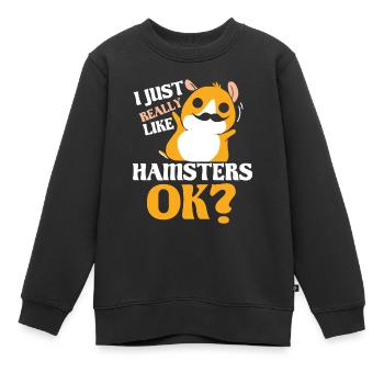 I just like hamster very much owner cute pet - Kids Premium Organic Sweatshirt - black - Front - AI Model Kid Female (0cm)