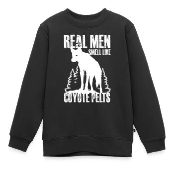 real men smell like coyote pelts Design - Kinder Premium Organic Sweatshirt - Schwarz - Vorne - AI Model Kid Female (0cm)
