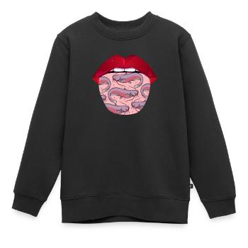 Lèvres de poisson-chat - Sweat Premium enfant bio - noir - Devant - AI Model Kid Female (0cm)