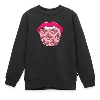 Schmetterling Zunge - Kinder Premium Organic Sweatshirt - Schwarz - Vorne - AI Model Kid Female (0cm)