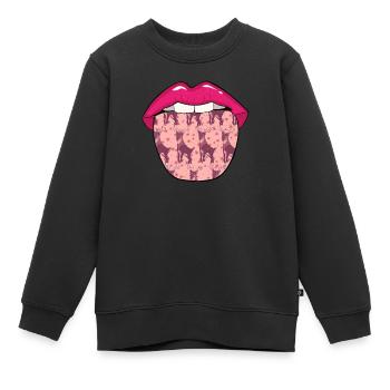 Hirsch Zunge - Kinder Premium Organic Sweatshirt - Schwarz - Vorne - AI Model Kid Female (0cm)