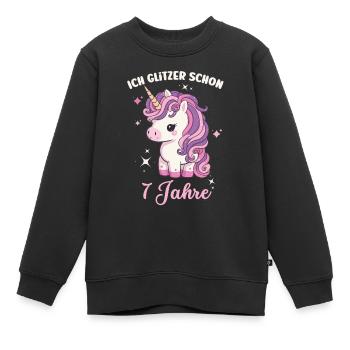 7. Geburtstag, 7 Jahre, Siebenjährige, Einhorn - Kinder Premium Organic Sweatshirt - Schwarz - Vorne - AI Model Kid Female (0cm)