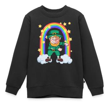 Kobold tanzt den Flossdance am Regenbogen - Kinder Premium Organic Sweatshirt - Schwarz - Vorne - AI Model Kid Female (0cm)