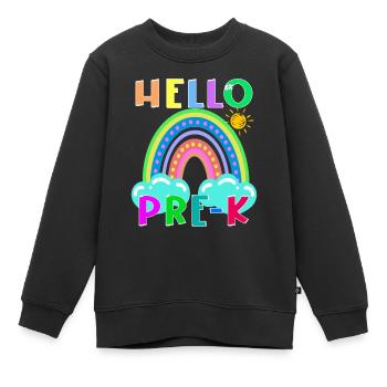 Bonjour PRE-K Boho Rainbow Team Vibes Retour à l’école - Sweat Premium enfant bio - noir - Devant - AI Model Kid Female (0cm)