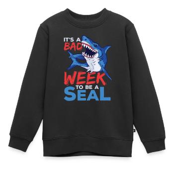 C’est une mauvaise semaine pour être un amoureux des requins phoques - Sweat Premium enfant bio - noir - Devant - AI Model Kid Female (0cm)