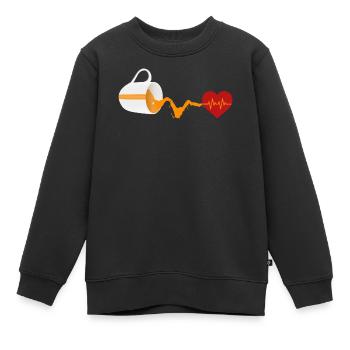 Tasse de battement de cœur de café renversée - Sweat Premium enfant bio - noir - Devant - AI Model Kid Female (0cm)