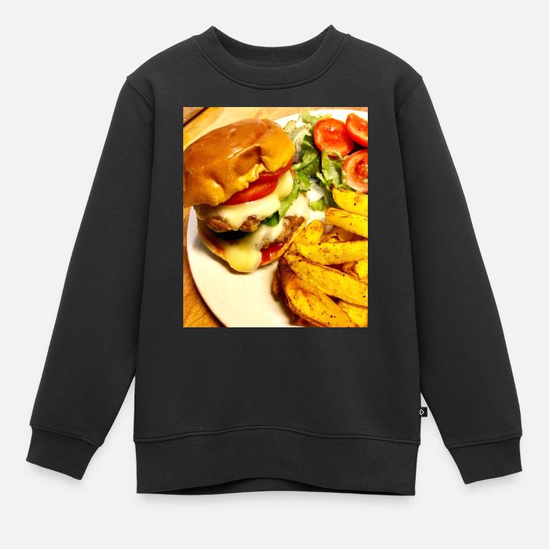 burger - Sweat Premium enfant bio - noir