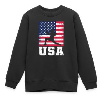 Escrime USA Team Drapeau américain Escrimeur américain - Sweat Premium enfant bio - noir - Devant - AI Model Kid Female (0cm)