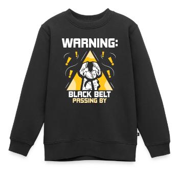 Avertissement : La ceinture noire passe la ceinture noire - Sweat Premium enfant bio - noir - Devant - AI Model Kid Female (0cm)