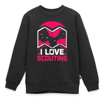 J’aime le camp de tentes scoutes du clan scout - Sweat Premium enfant bio - noir - Devant - AI Model Kid Female (0cm)