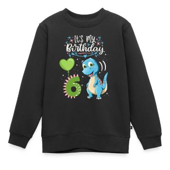 Dinosaure de 6e anniversaire, enfant dinosaure, 6 ans - Sweat Premium enfant bio - noir - Devant - AI Model Kid Female (0cm)