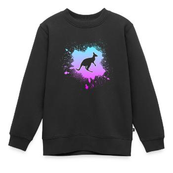 Kangourou - Sweat Premium enfant bio - noir - Devant - AI Model Kid Female (0cm)