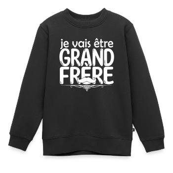 grand frère Bientôt grand-frère futur grand frère - Sweat Premium enfant bio - noir - Devant - AI Model Kid Female (0cm)