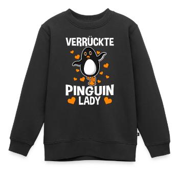 Verrückte Pinguin Lady - Kinder Premium Organic Sweatshirt - Schwarz - Vorne - AI Model Kid Female (0cm)