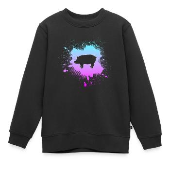 Schwein - Kinder Premium Organic Sweatshirt - Schwarz - Vorne - AI Model Kid Female (0cm)