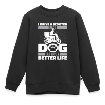 Motorroller Hund - Kinder Premium Organic Sweatshirt - Schwarz - Vorne - AI Model Kid Female (0cm)