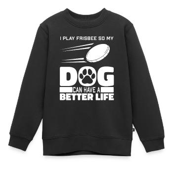 Frisbee Dog - Kids Premium Organic Sweatshirt - black - Front - AI Model Kid Female (0cm)