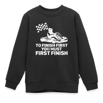 Faire du karting - Sweat Premium enfant bio - noir - Devant - AI Model Kid Female (0cm)