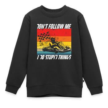 Faire du karting - Sweat Premium enfant bio - noir - Devant - AI Model Kid Female (0cm)