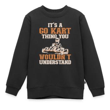 Faire du karting - Sweat Premium enfant bio - noir - Devant - AI Model Kid Female (0cm)
