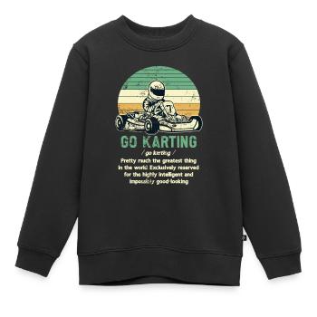 Faire du karting - Sweat Premium enfant bio - noir - Devant - AI Model Kid Female (0cm)