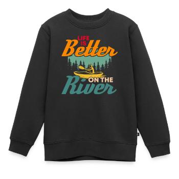 Das Leben Ist Besser Auf Dem Fluss - Kinder Premium Organic Sweatshirt - Schwarz - Vorne - AI Model Kid Female (0cm)