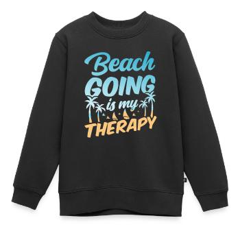 Les vacances à la plage sont ma thérapie Plage de plage - Sweat Premium enfant bio - noir - Devant - AI Model Kid Female (0cm)