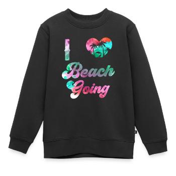 J’adore les vacances à la plage les amateurs de plage plage la plage - Sweat Premium enfant bio - noir - Devant - AI Model Kid Female (0cm)