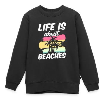 La vie se compose de plages vacances plage plage - Sweat Premium enfant bio - noir - Devant - AI Model Kid Female (0cm)