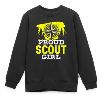 Proud Scout Clan Camp Scouts - Kids Premium Organic Sweatshirt - black - Front - AI Model Kid Female (0cm)