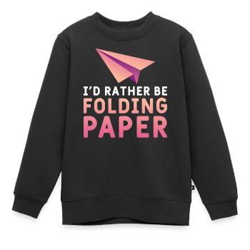 Origami Papier Flieger Papier Kunst Pilot - Kinder Premium Organic Sweatshirt - Schwarz - Vorne - AI Model Kid Female (0cm)
